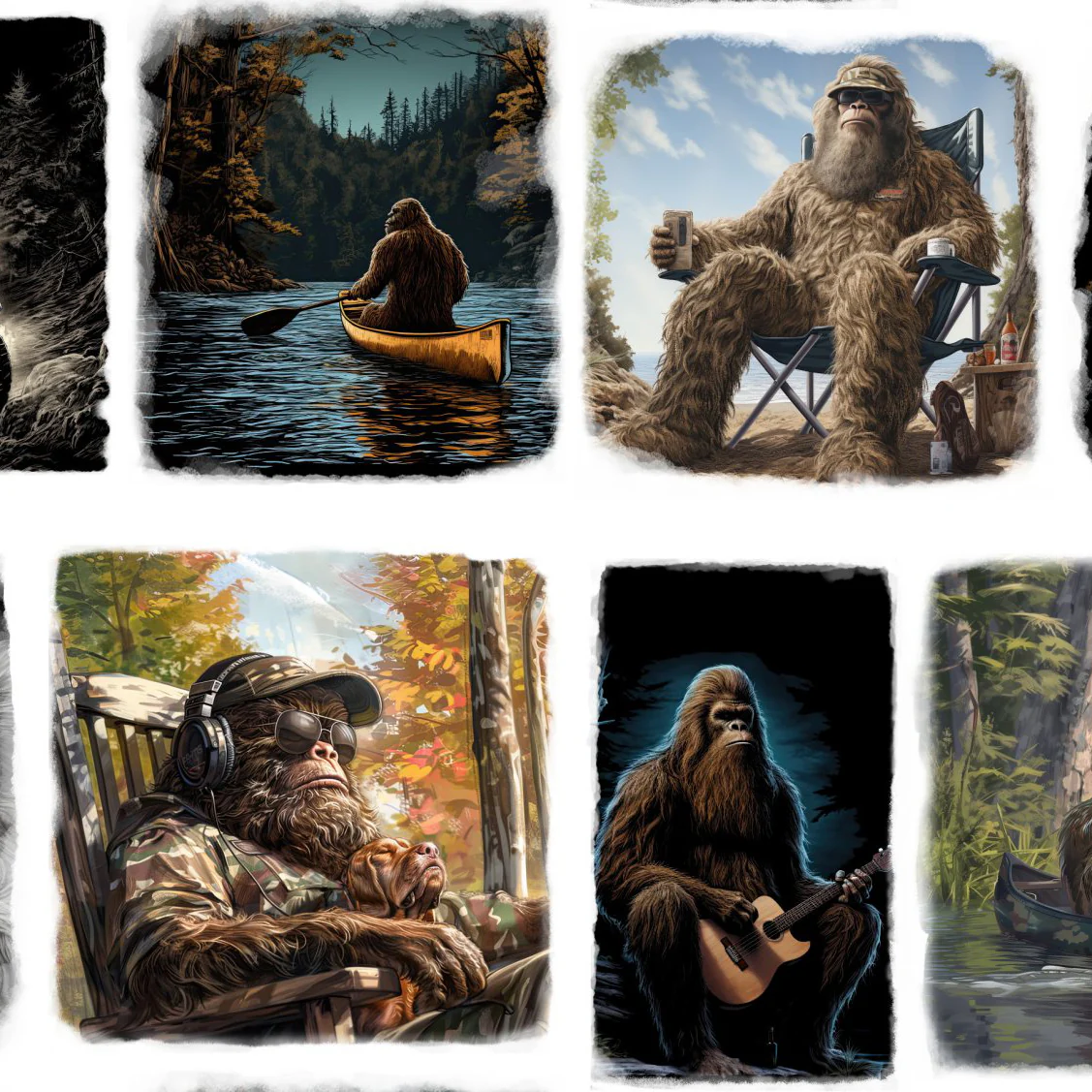 3 Wishes Fabrics/Studio E - Legendary Loner 23813 White Gone Squatchin' By The Yard