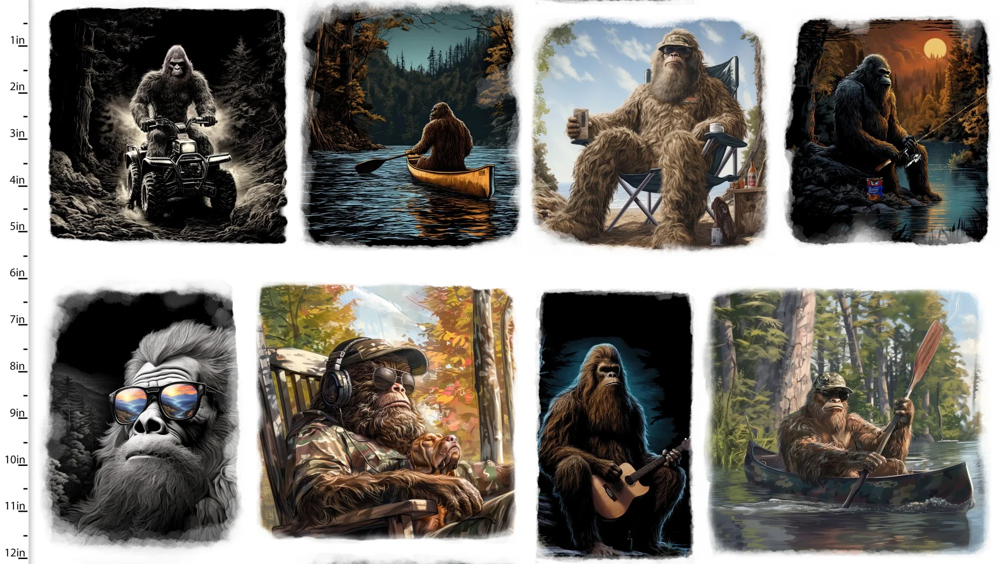 3 Wishes Fabrics/Studio E - Legendary Loner 23813 White Gone Squatchin' By The Yard - Image 2