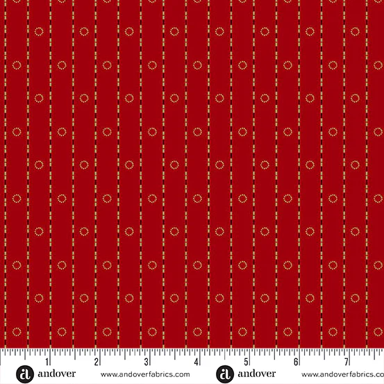 Andover Bridgeport 5605 R Red Circle Stripes By The Yard
