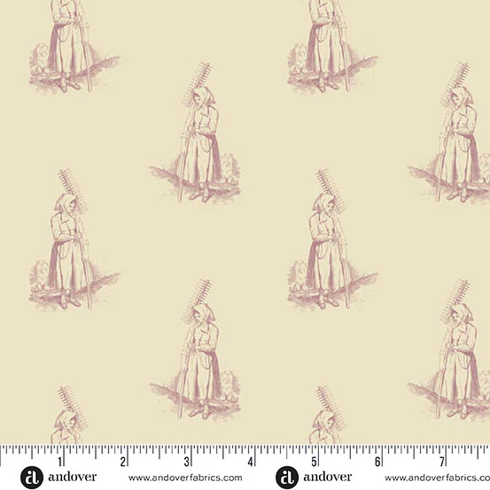 Andover Laundry Line 10081 E Cream Pink Farmer's Daughter By The Yard