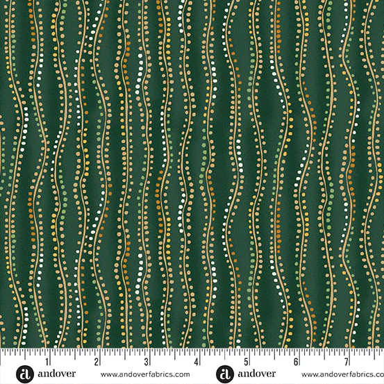 Andover/Makower Golden MU161 G Green Stripe By The Yard