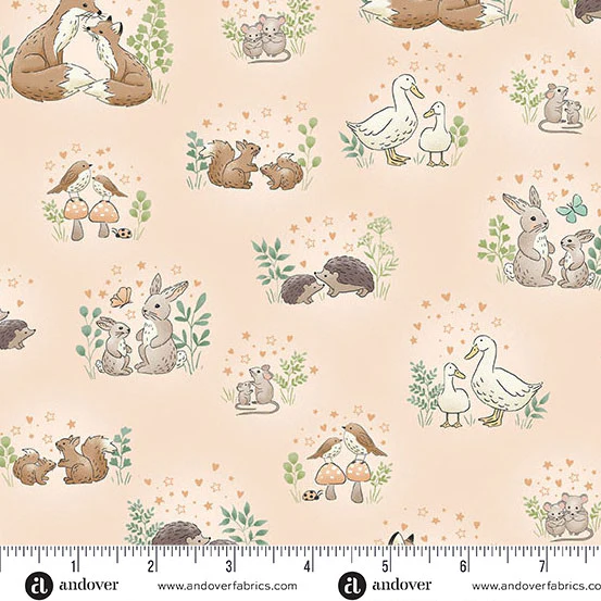 Andover/Makower Little Ones MU189 C Coral Hugs By The Yard