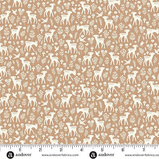 Andover/Makower Little Ones MU193 V Brown Deer By The Yard