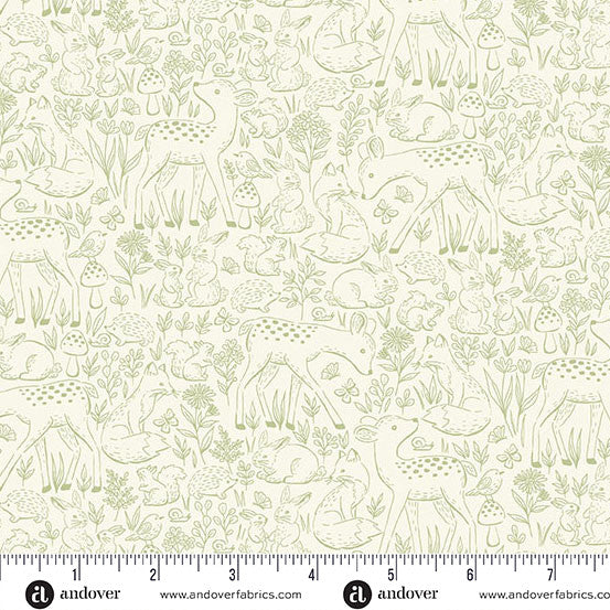 Andover/Makower Little Ones MU194 G Green Etched By The Yard