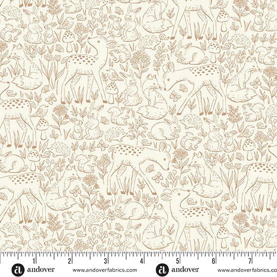 Andover/Makower Little Ones MU194 V Brown Etched By The Yard
