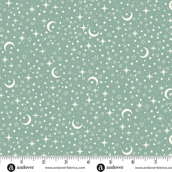 Andover/Makower Little Ones MU195 T Teal Stars By The Yard