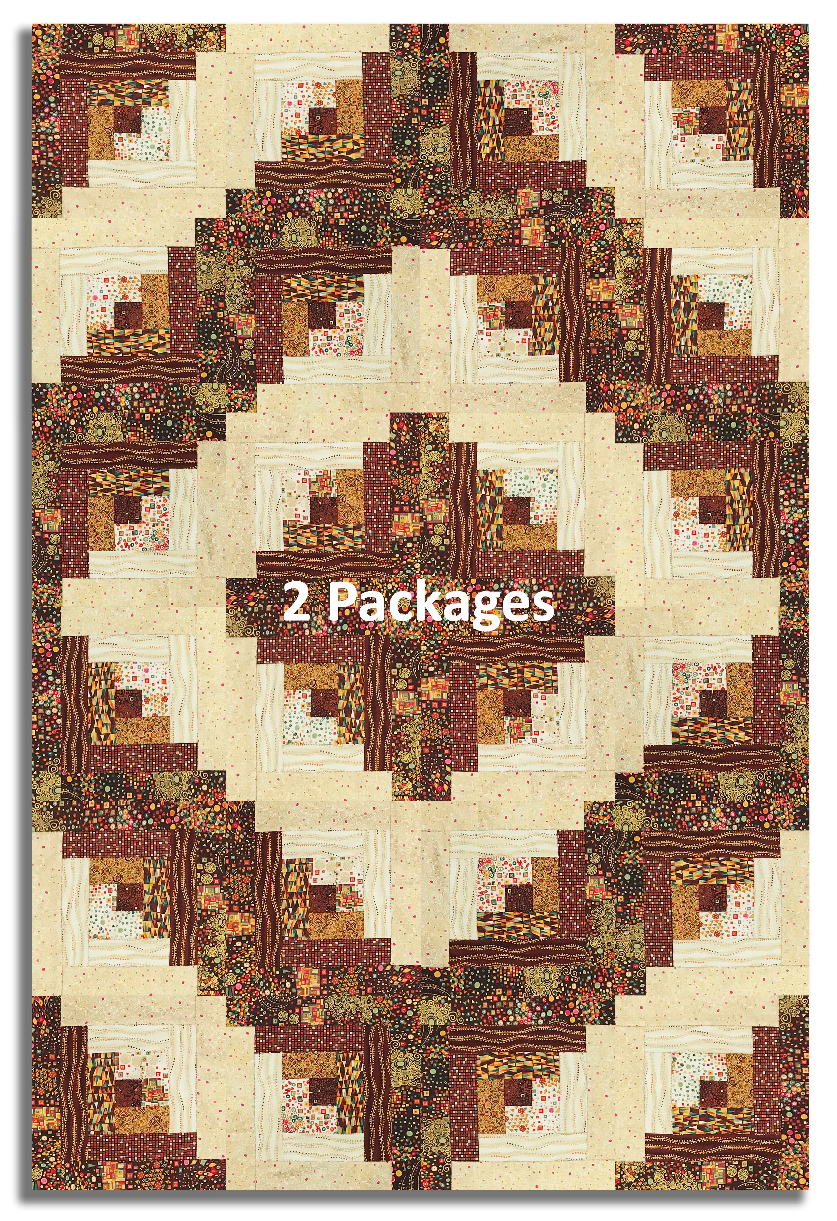 Andover/Makower Pre-Cut 12 Block Log Cabin Quilt Kit - Golden - Image 4