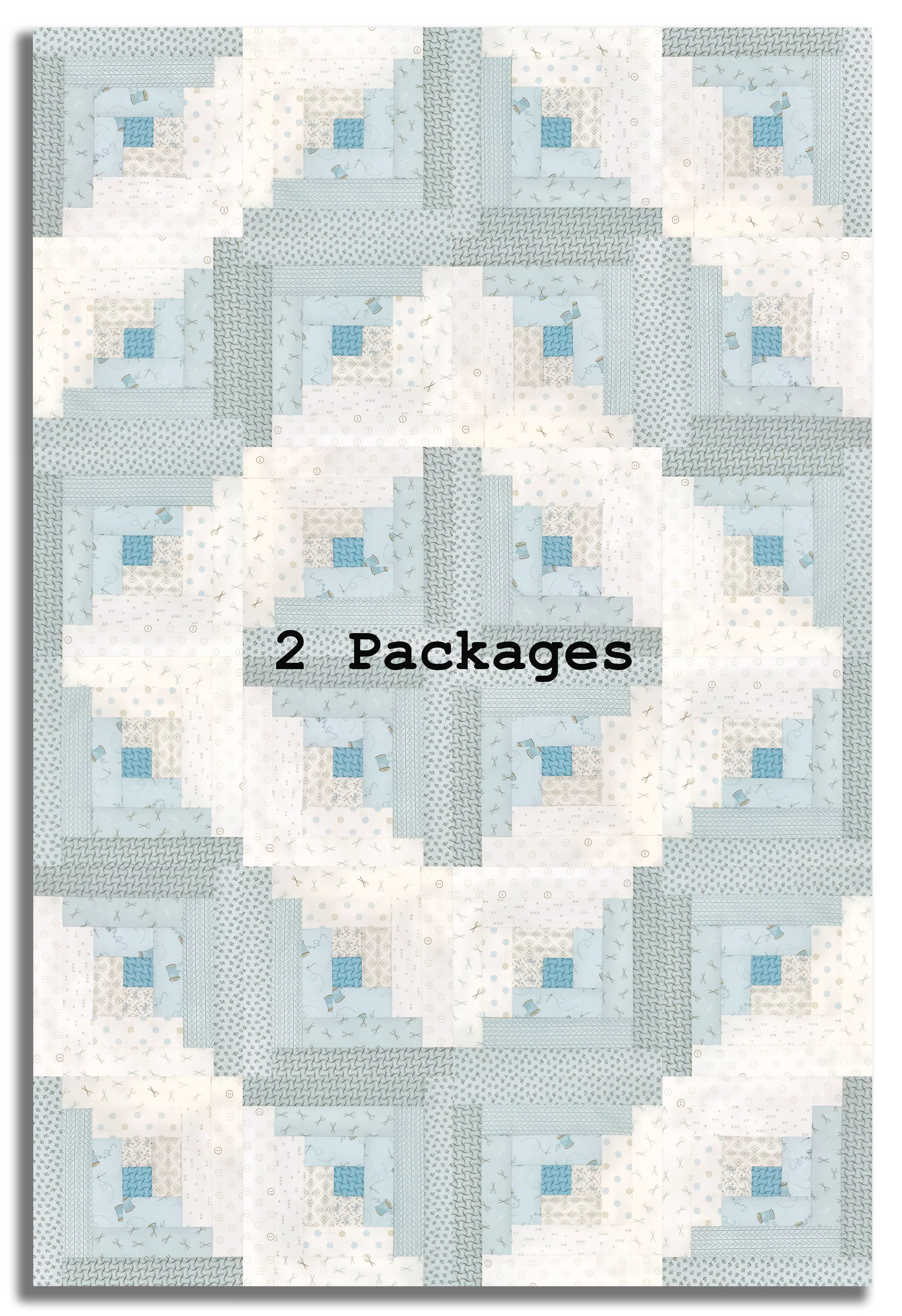 Andover Pre-Cut 12 Block Log Cabin Quilt Kit - Sewing Bird - Mist - Image 4