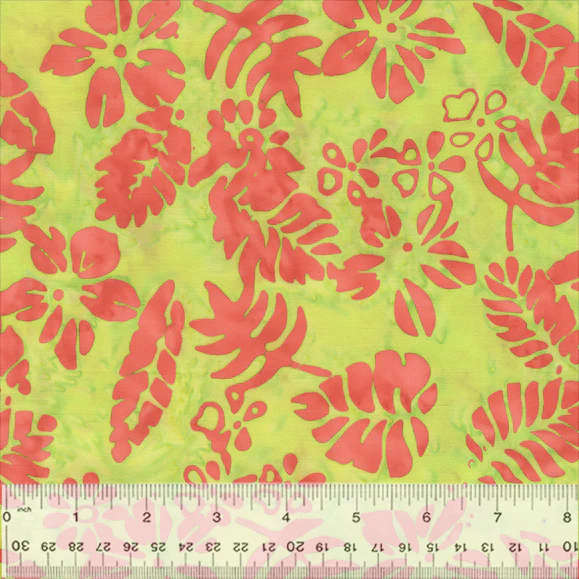 Anthology Batik - Sunset Sky 3540Q X Tropical Leaves LimeBy The Yard