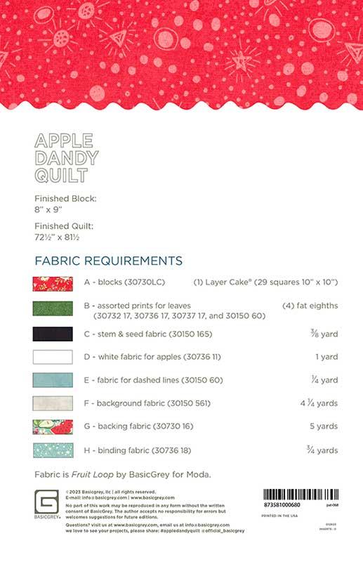 APPLE DANDY - BASICGREY Quilt Pattern 068 DIGITAL DOWNLOAD - Image 2