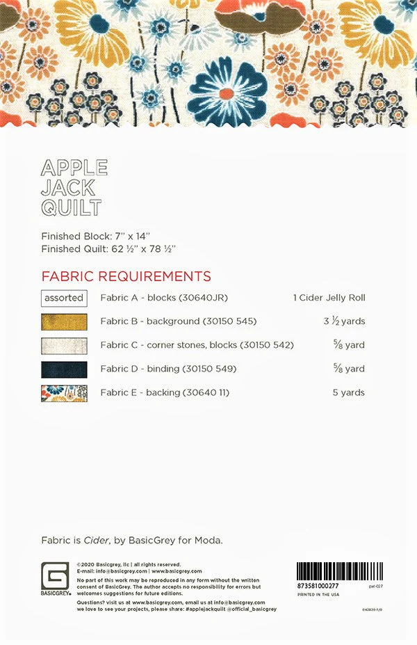 APPLE JACK - BASICGREY Quilt Pattern 027 DIGITAL DOWNLOAD - Image 2