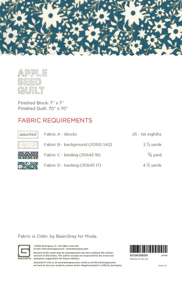 APPLE SEED- BASICGREY Quilt Pattern 029 DIGITAL DOWNLOAD - Image 2