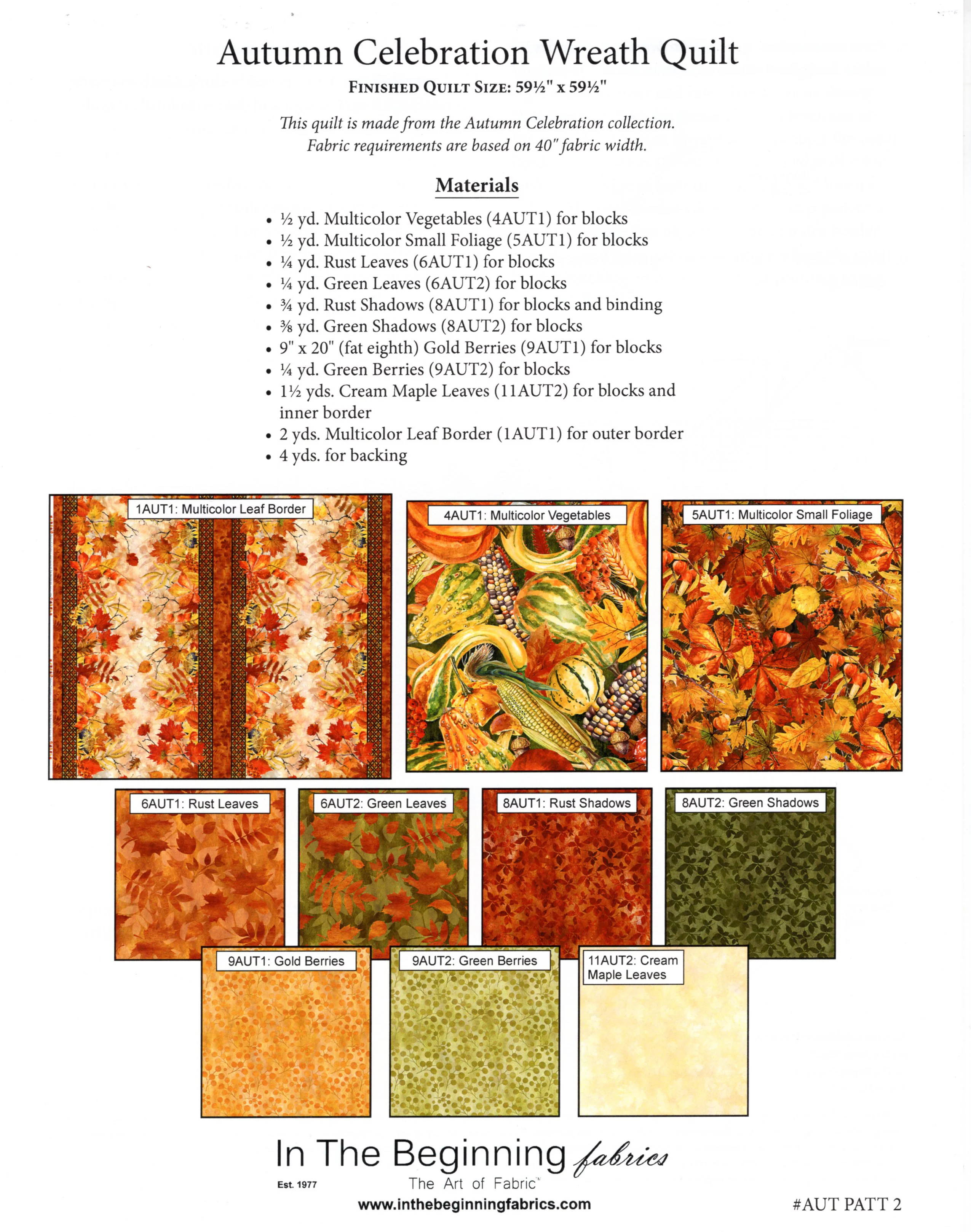 Autumn Celebration Wreath Quilt Pattern - In The Beginning Quilt Pattern - Image 2