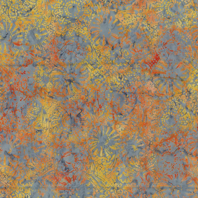Banyan Batiks Flutter 80720 94 Charcoal Scroll Flower By The Yard