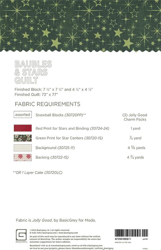 BAUBLES & STARS - BASICGREY Quilt Pattern 061 DIGITAL DOWNLOAD - Image 2