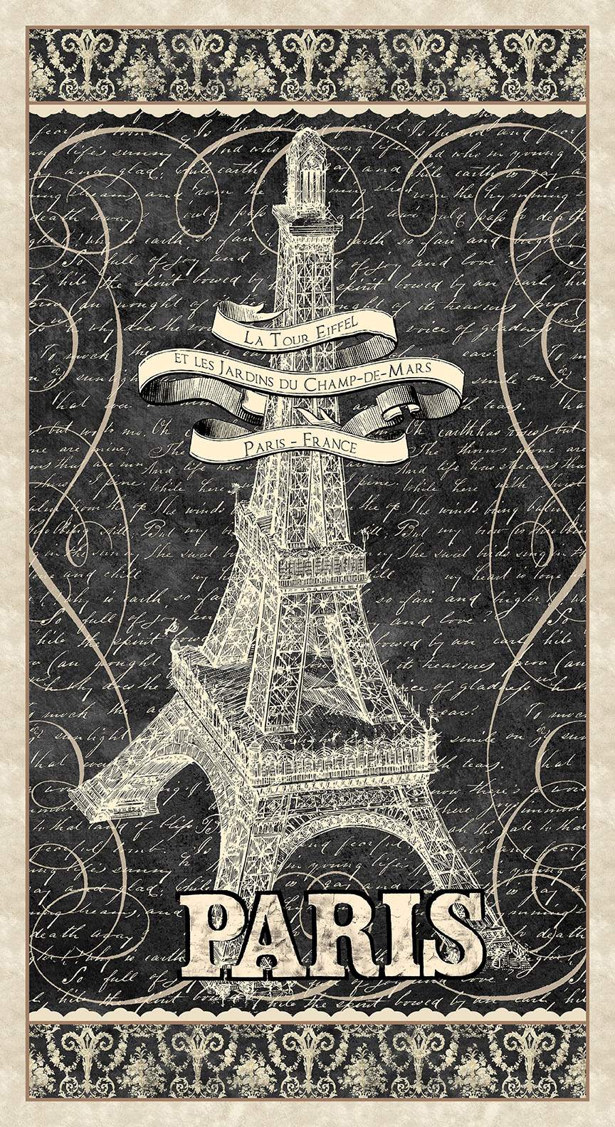 Blank Quilting Digital Paris Nights 4115P 95 Charcoal Eiffel Tower 24" PANEL By The PANEL (Not Strictly By The Yard) - Image 2