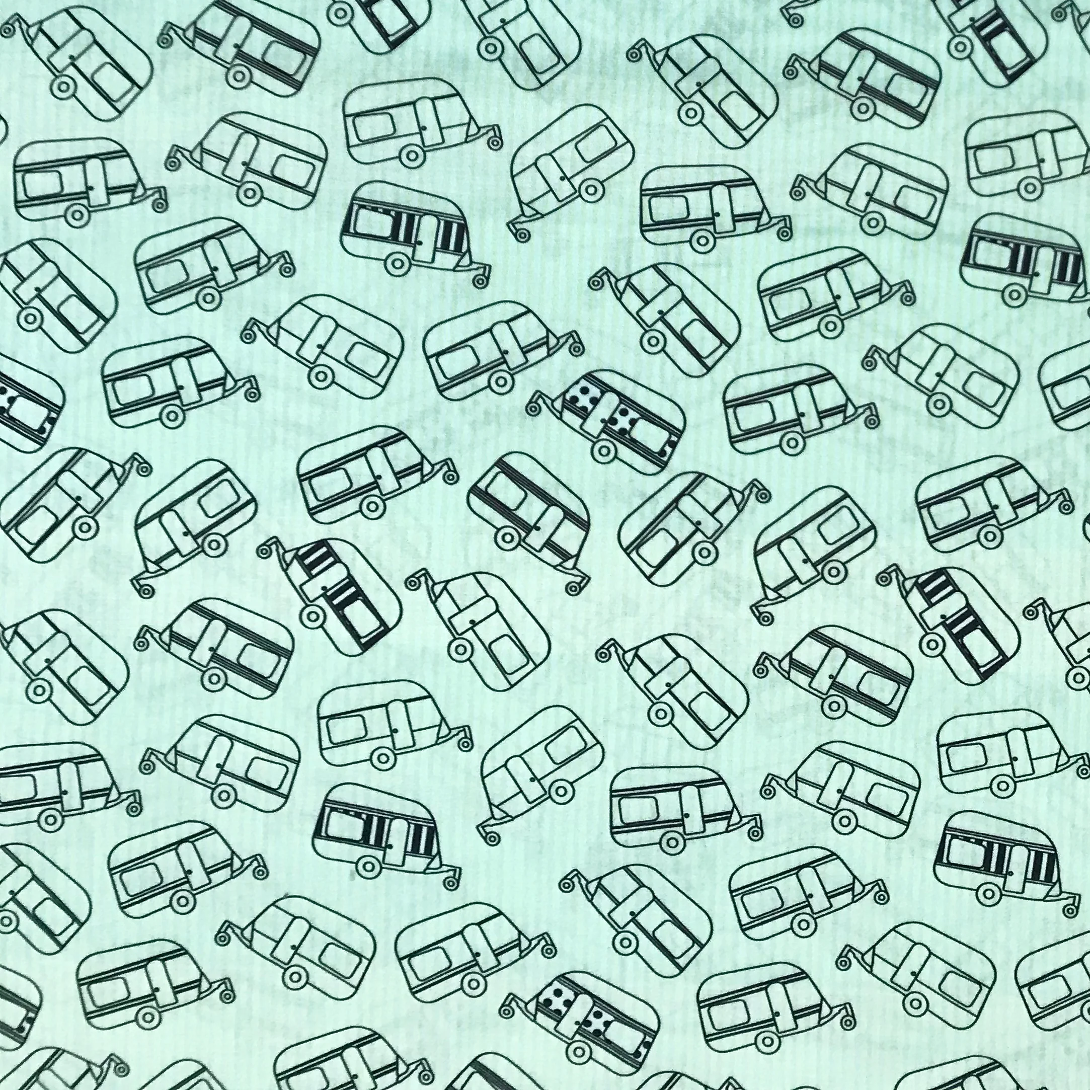 Blank Quilting Happiest Little Camper 4501 817 Green Caravans 1.75 YARDS