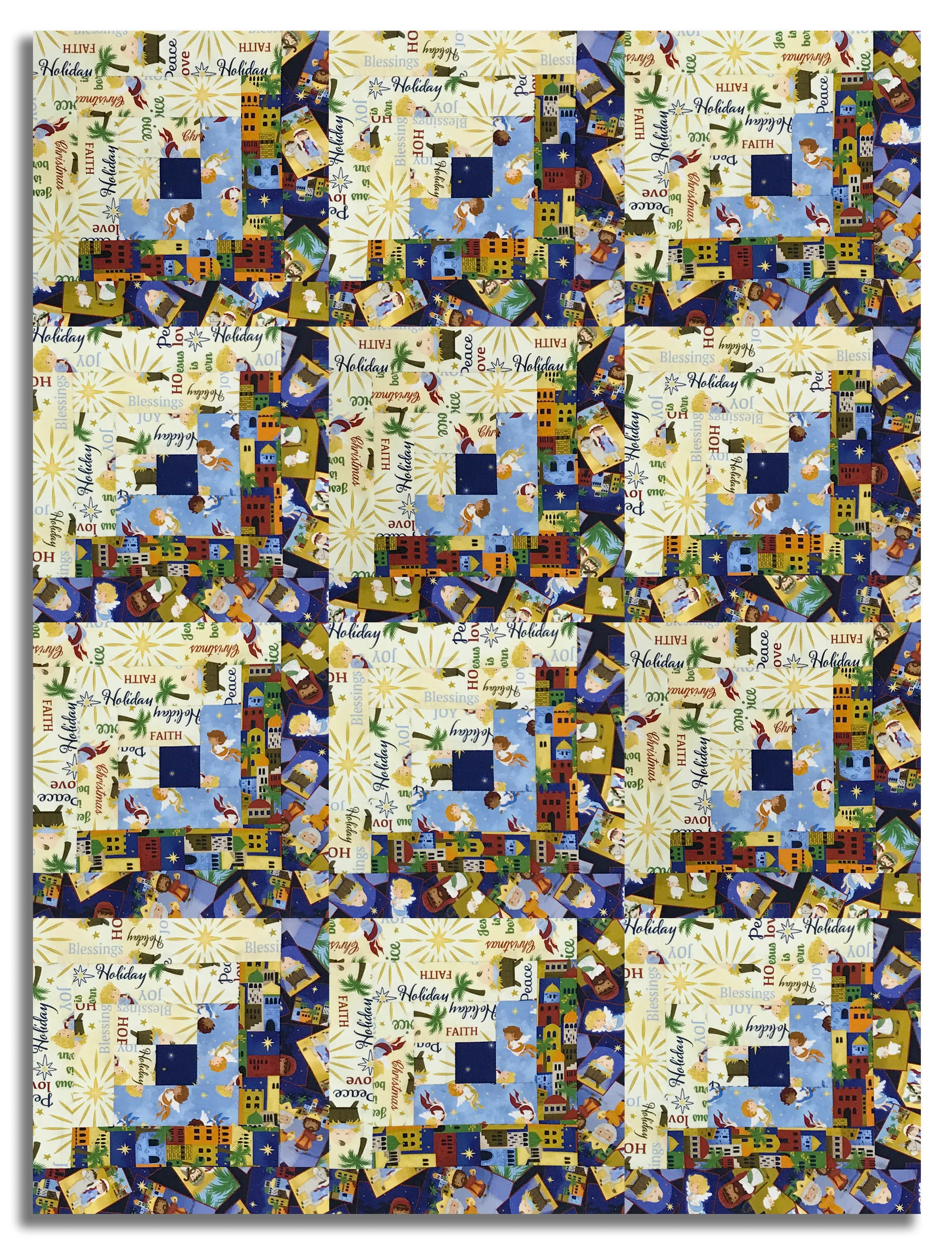 Blank Quilting Pre-Cut 12 Block Log Cabin Quilt Kit - Away In A Manger - Image 2