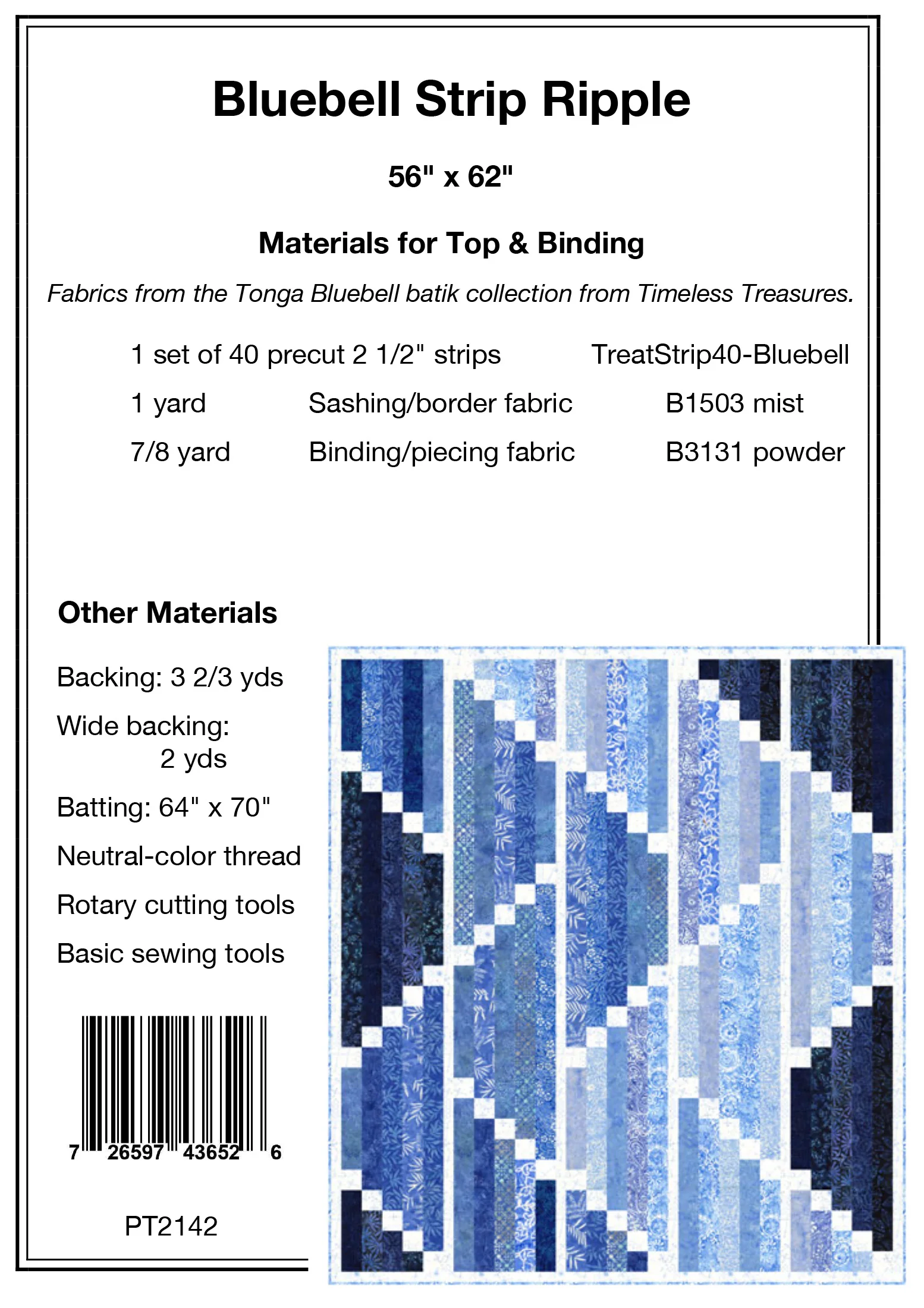 BLUEBELL STRIP RIPPLE - Pine Tree Country Quilts Pattern - DIGITAL DOWNLOAD - Image 2