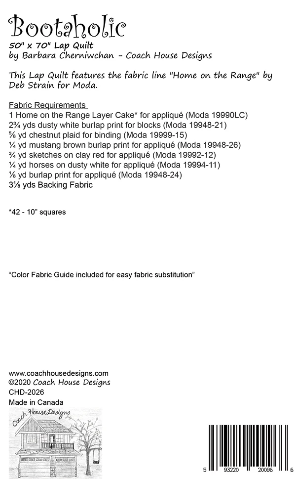 BOOTAHOLIC - Coach House Designs Pattern CHD-2026 - Image 2