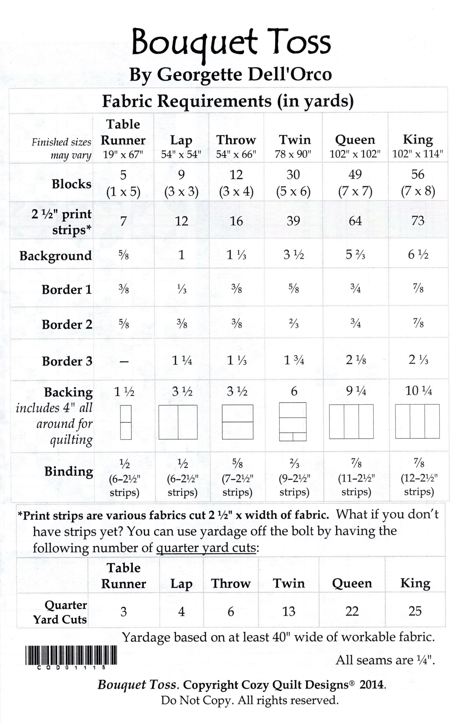 BOUQUET TOSS - Cozy Quilt Designs Pattern DIGITAL DOWNLOAD - Image 2