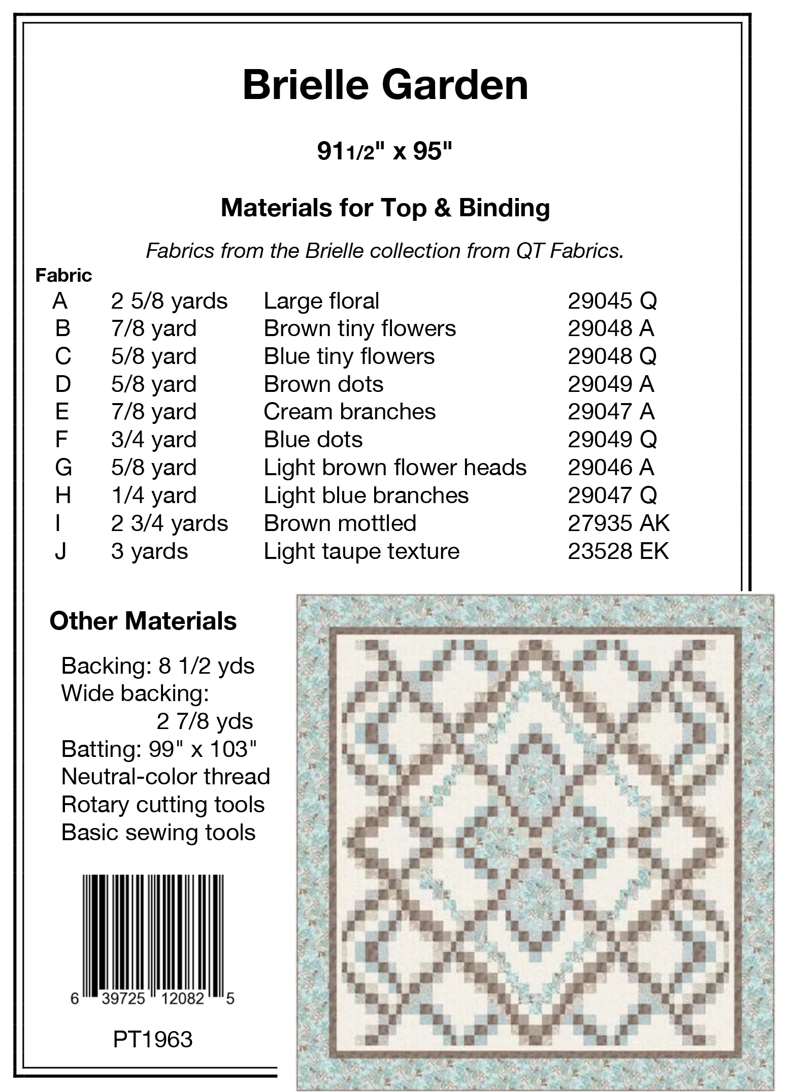 BRIELLE GARDENS - Pine Tree Country Quilts Pattern - DIGITAL DOWNLOAD - Image 2