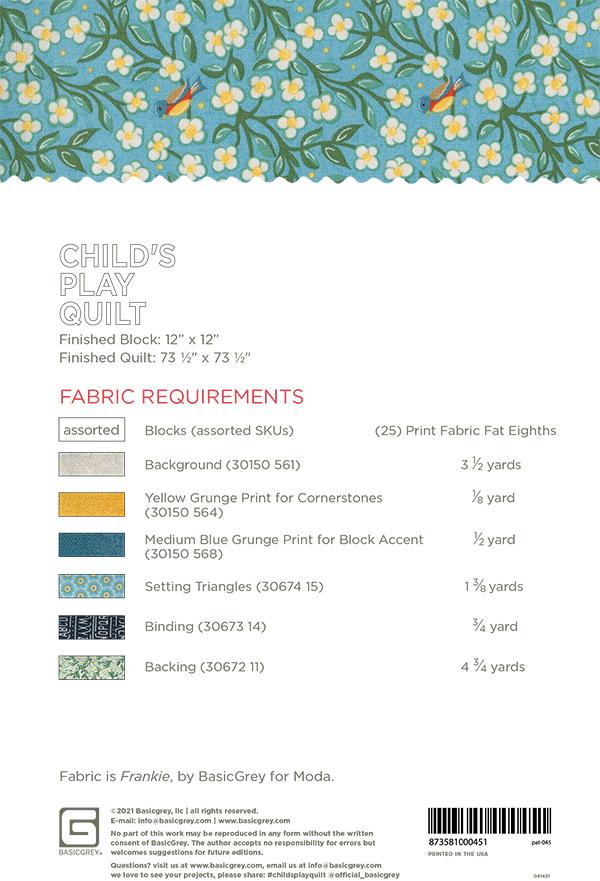CHILD'S PLAY - BASICGREY Quilt Pattern 045 DIGITAL DOWNLOAD - Image 2
