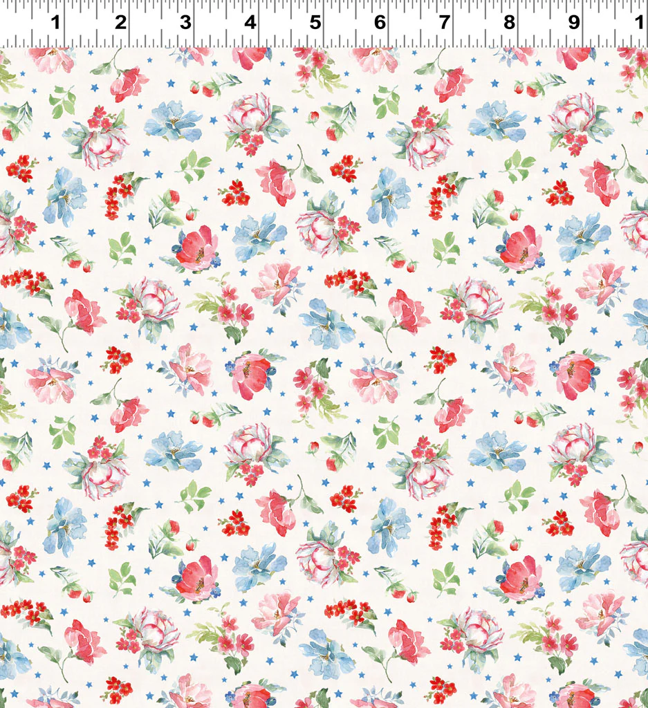Clothworks Americana Y4774 2 Light Cream Medium Floral By The Yard