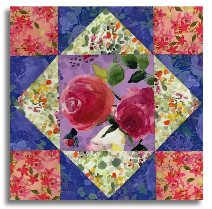Clothworks Digital Pre-Cut 12 Block King's Crown Quilt Kit - Fleur De Rose - Image 2