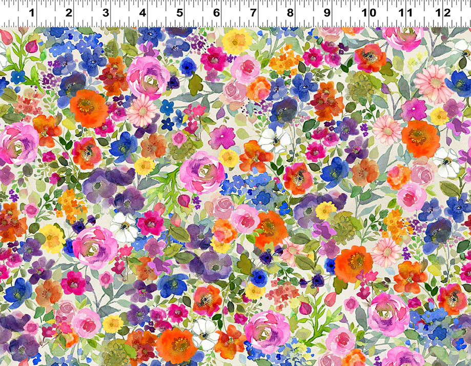 Clothworks Fleur De Rose Y4761 55 Multi Color Packed Floral