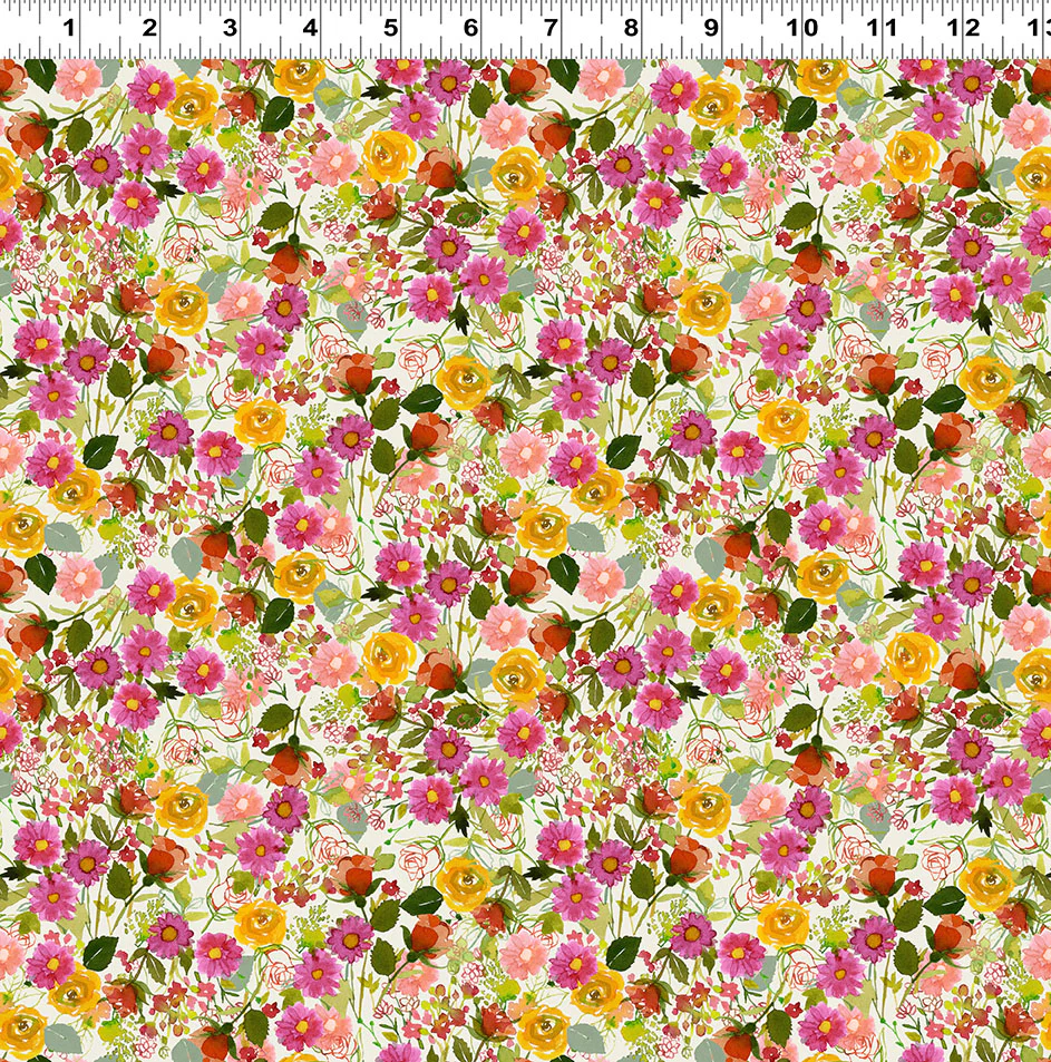 Clothworks Fleur De Rose Y4764 55 Multi Color Dahlias By The Yard