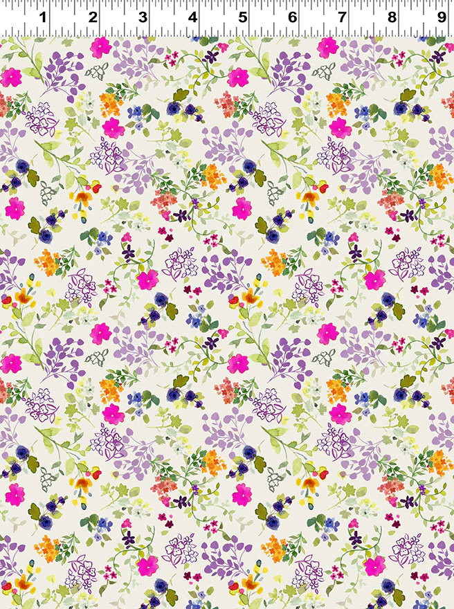 Clothworks Fleur De Rose Y4767 55 Multi Color Viney Floral By The Yard