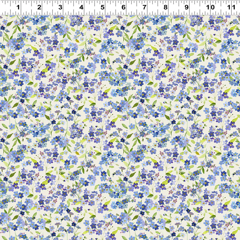 Clothworks Fleur De Rose Y4769 2 Light Cream Forget Me Not By The Yard