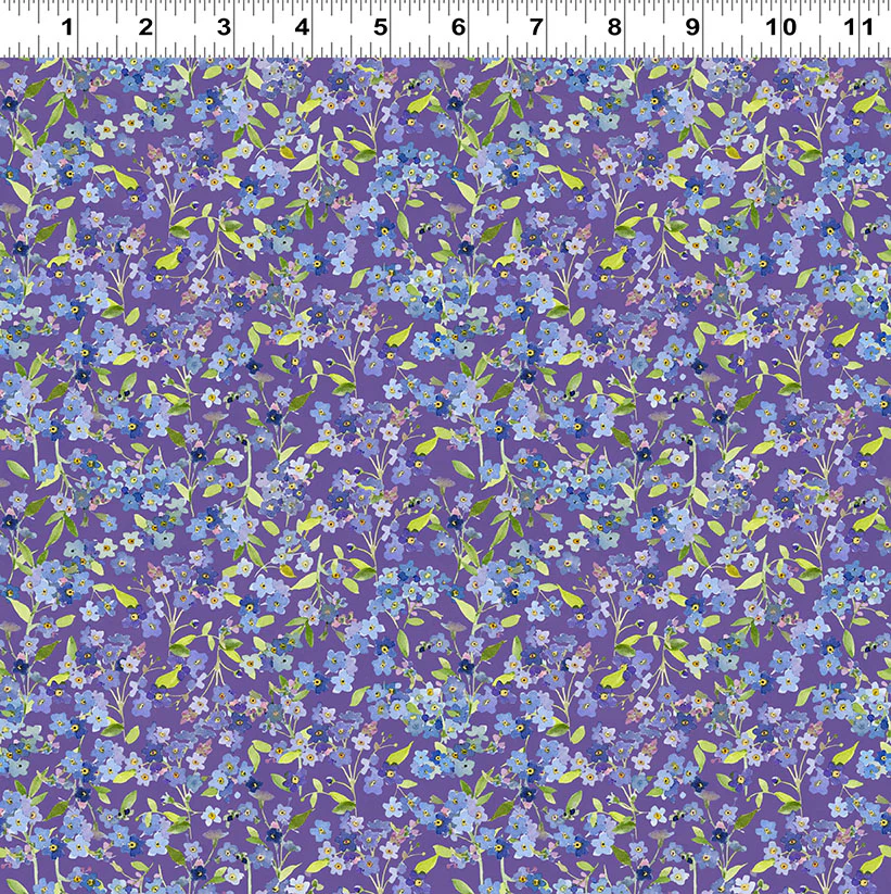 Clothworks Fleur De Rose Y4769 27 Purple Forget Me Not By The Yard