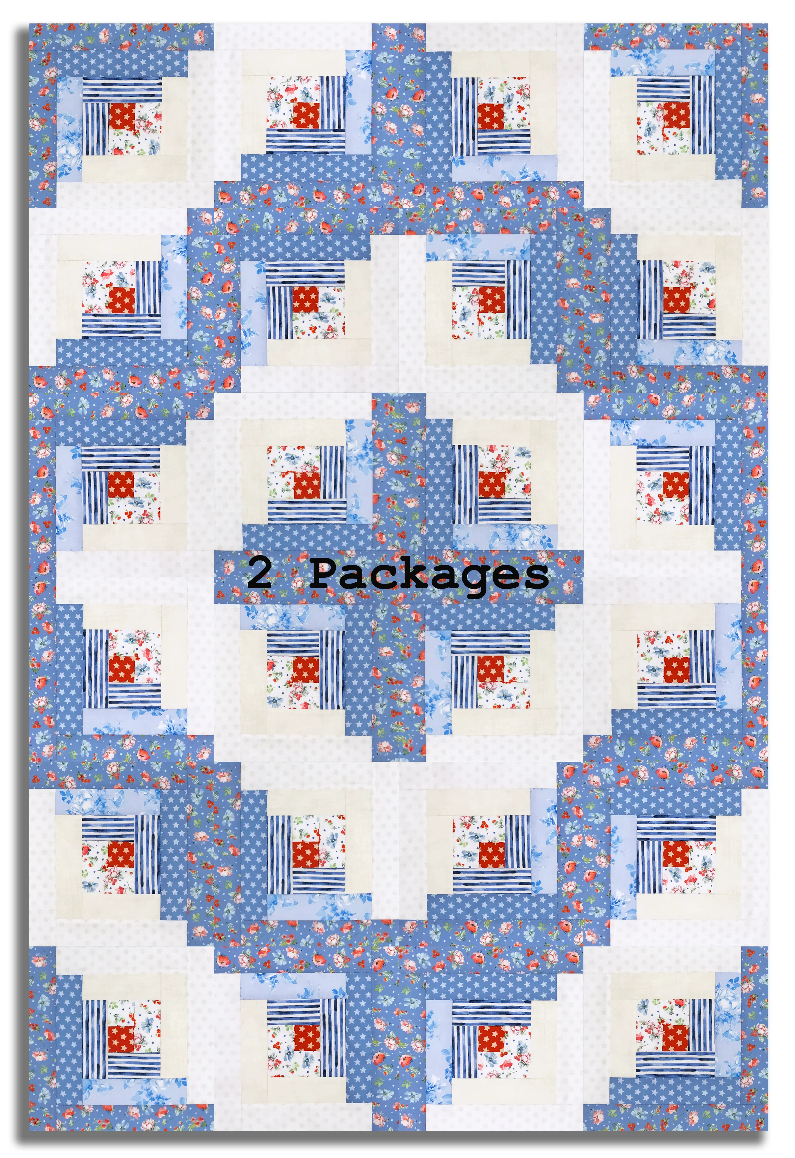 Clothworks Pre-Cut 12 Block Log Cabin Quilt Kit - Americana - Image 4
