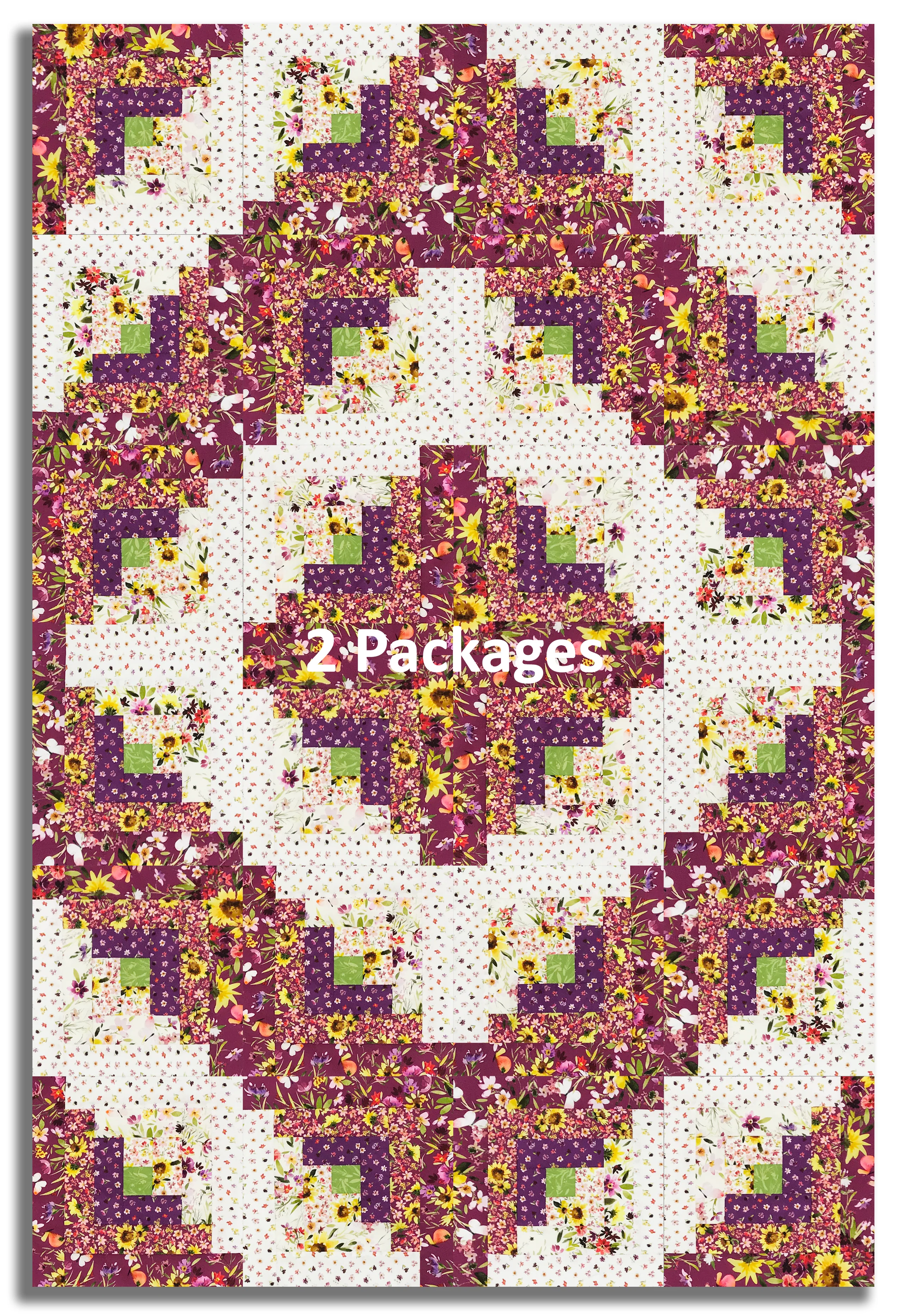 Clothworks Pre-cut 12 Block Log Cabin Quilt Kit - Summer Garden - Image 4