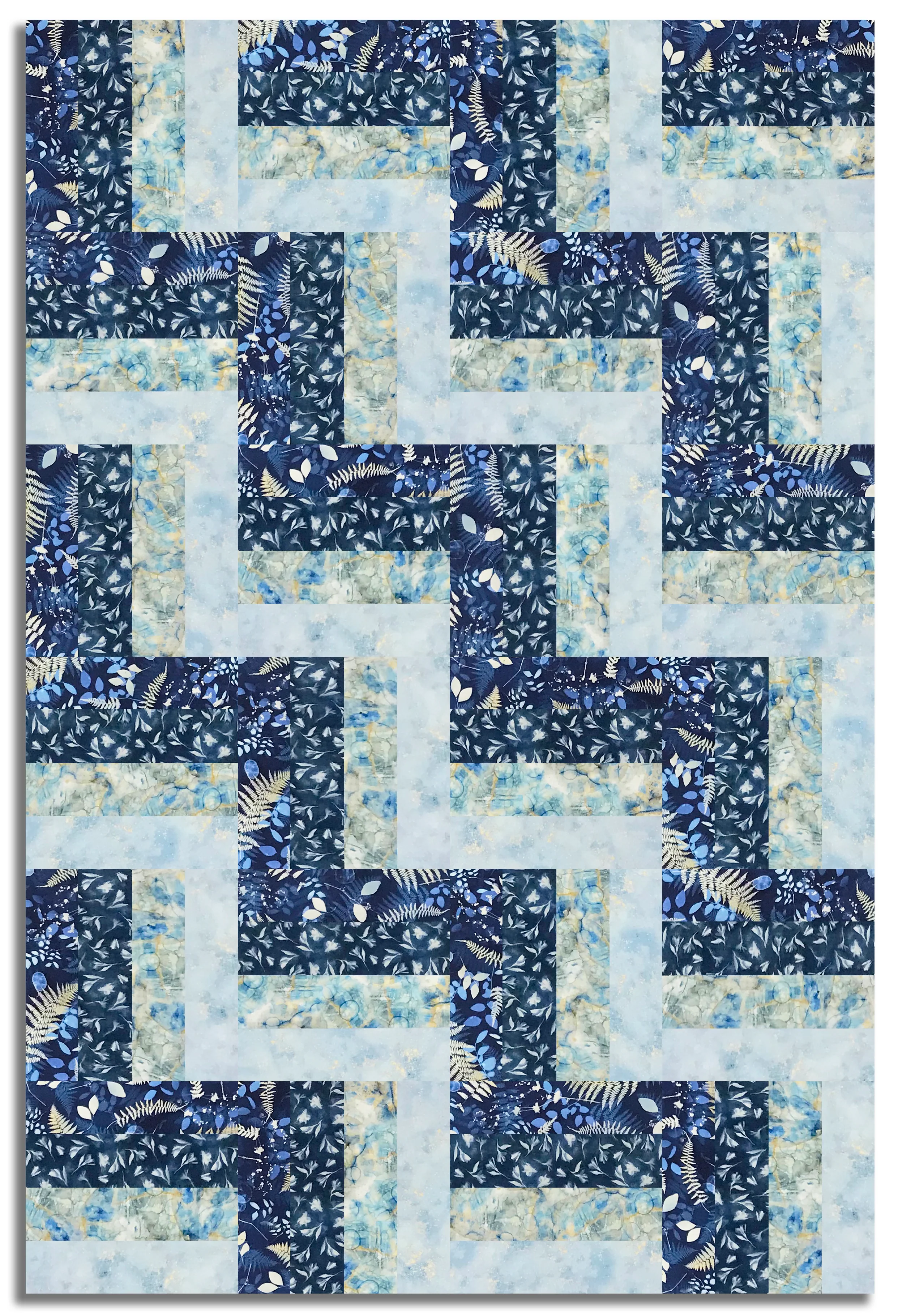 Clothworks Pre-Cut 24 Block Rail Fence Quilt Kit - Naturescape