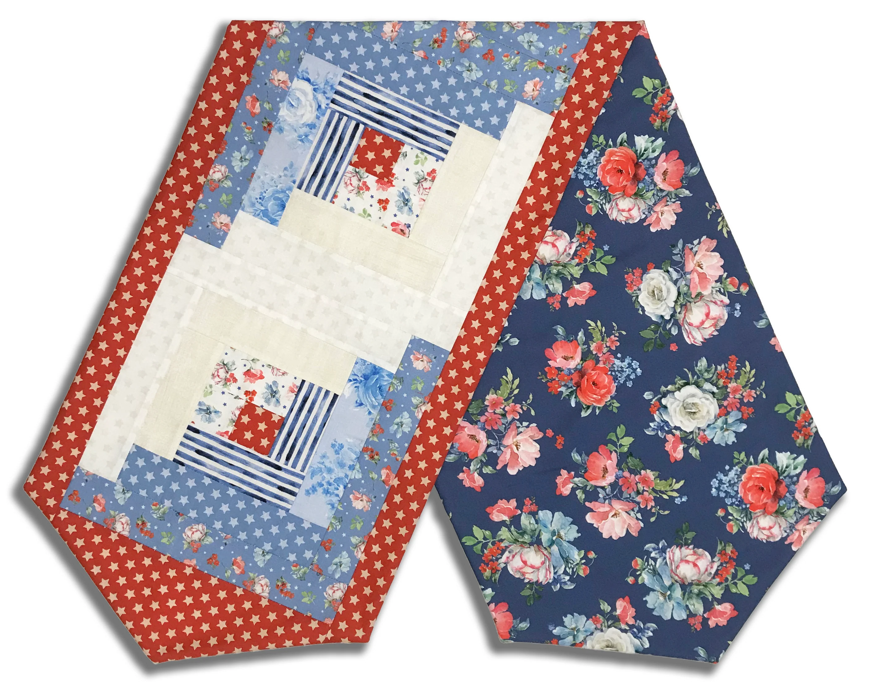 Clothworks Pre-Cut Log Cabin Table Runner Kit - Americana