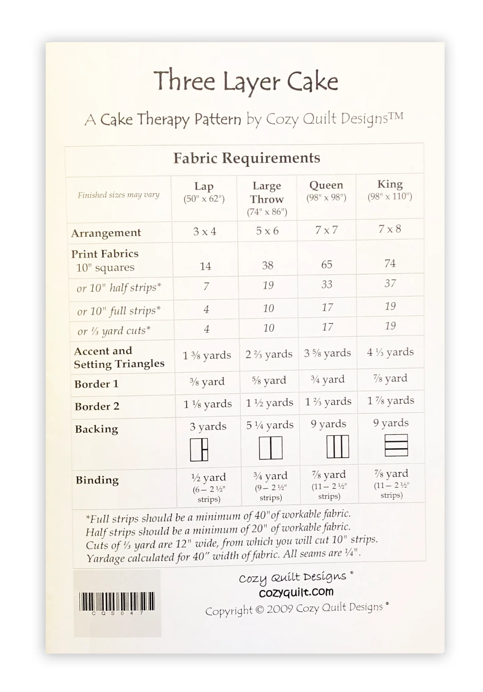 THREE LAYER CAKE - Cozy Quilt Design Pattern - Image 2