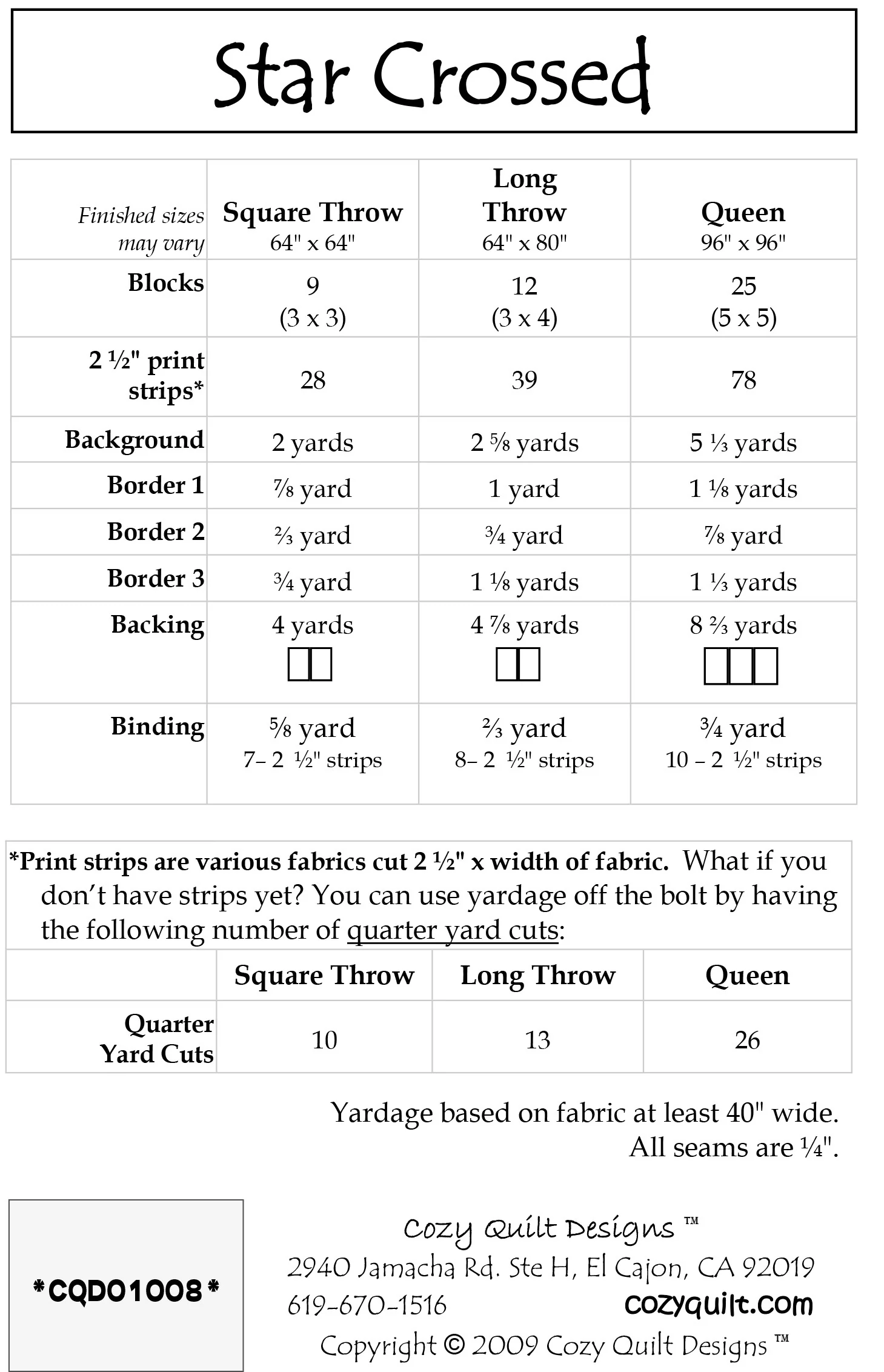 STAR CROSSED - Cozy Quilt Designs Pattern - Image 2
