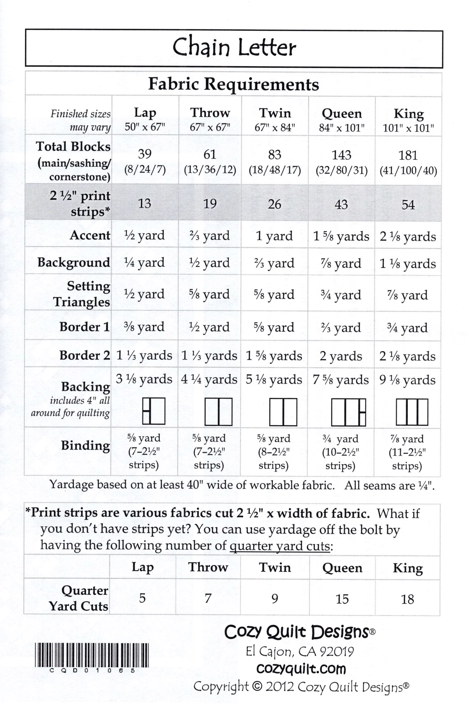 CHAIN LETTER - Cozy Quilt Designs Pattern - Image 2