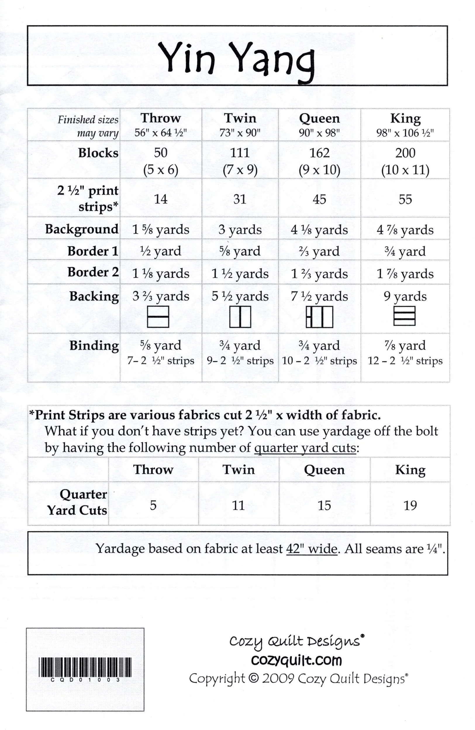 YIN YANG - Cozy Quilt Designs Pattern - Image 2