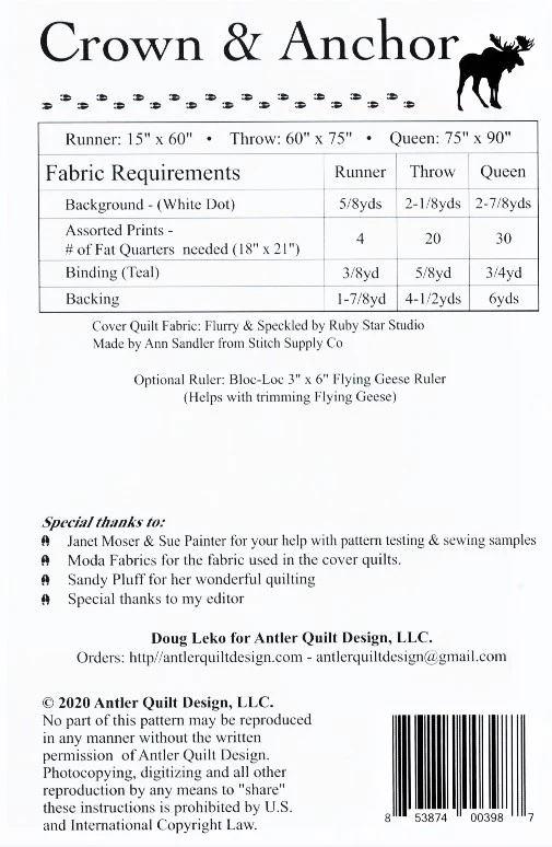 CROWN & ANCHOR - Antler Quilt Design's Quilt Pattern DIGITAL DOWNLOAD - Image 2