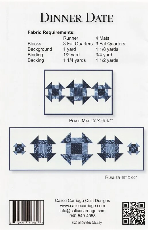 DINNER DATE - Calico Carriage Quilt Designs Pattern CCQD163 DIGITAL DOWNLOAD - Image 2