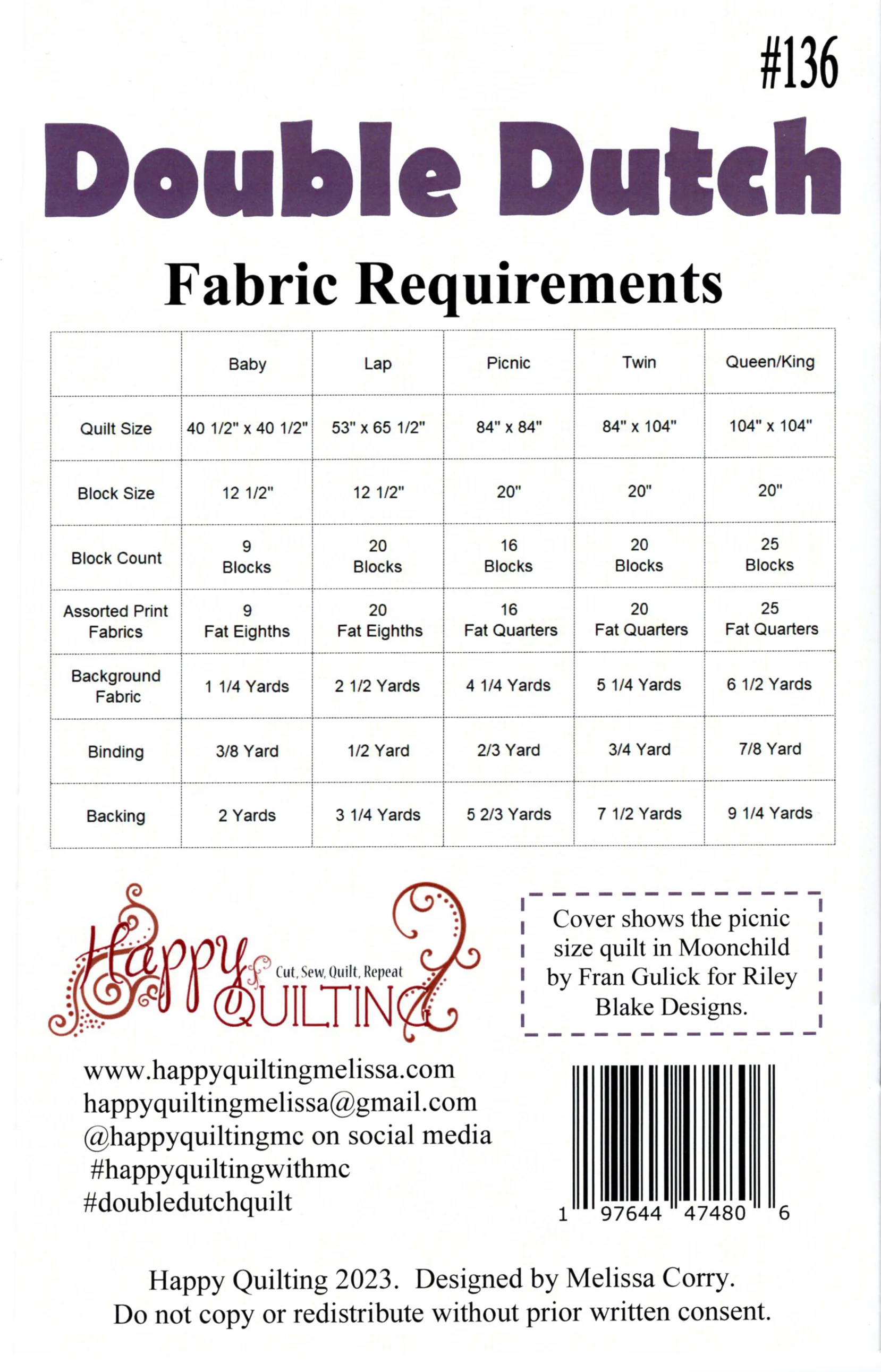 DOUBLE DUTCH - Happy Quilting Pattern - #136 - Image 2
