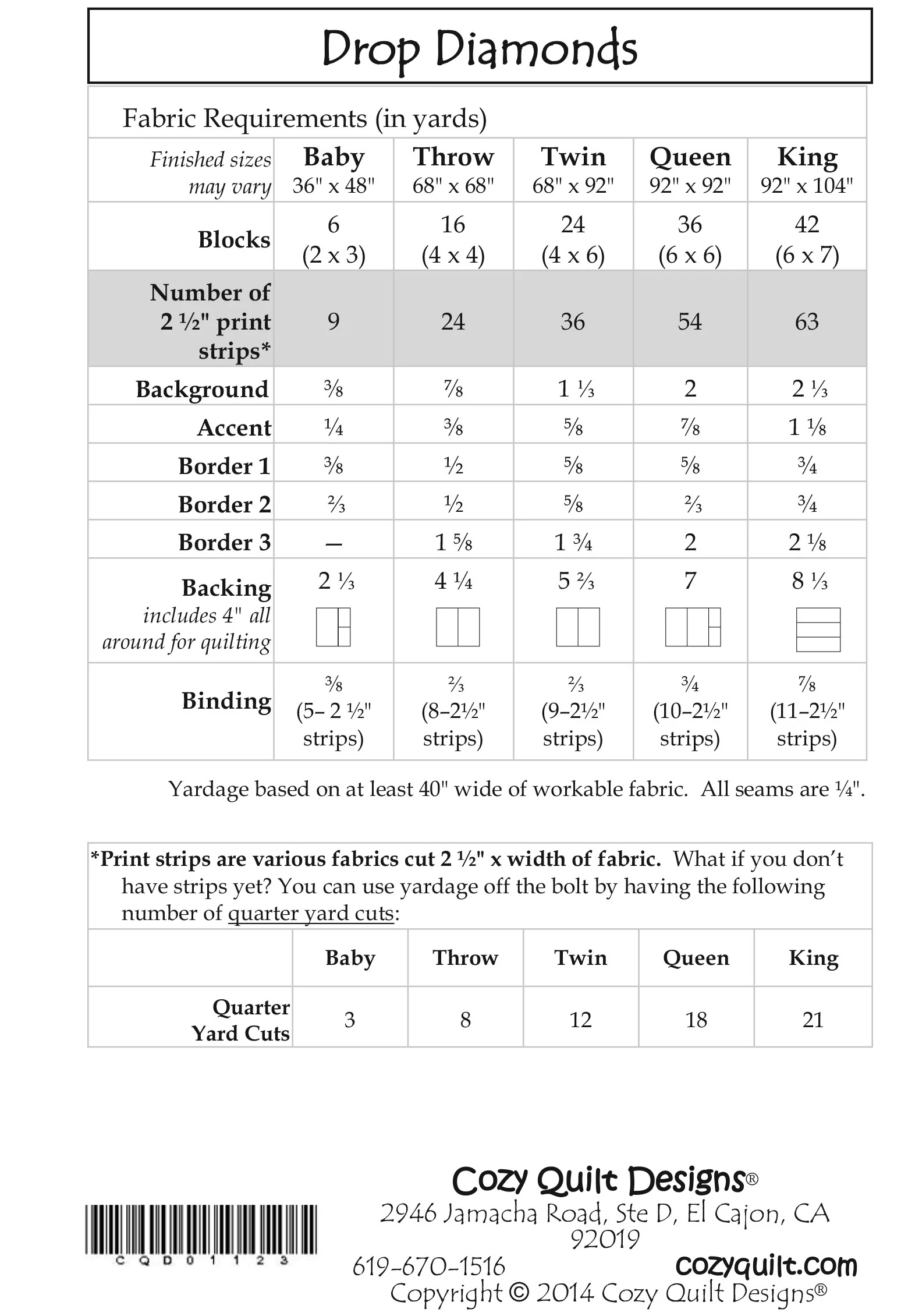 DROP DIAMONDS - Cozy Quilt Designs Pattern - Image 2