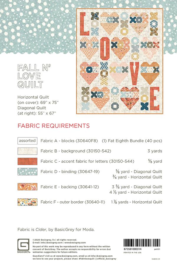 FALL N LOVE - BASICGREY Quilt Pattern 031 DIGITAL DOWNLOAD - Image 2