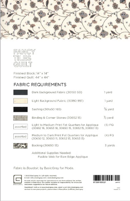 FANCY TILES - BASICGREY Quilt Pattern 032 DIGITAL DOWNLOAD - Image 2