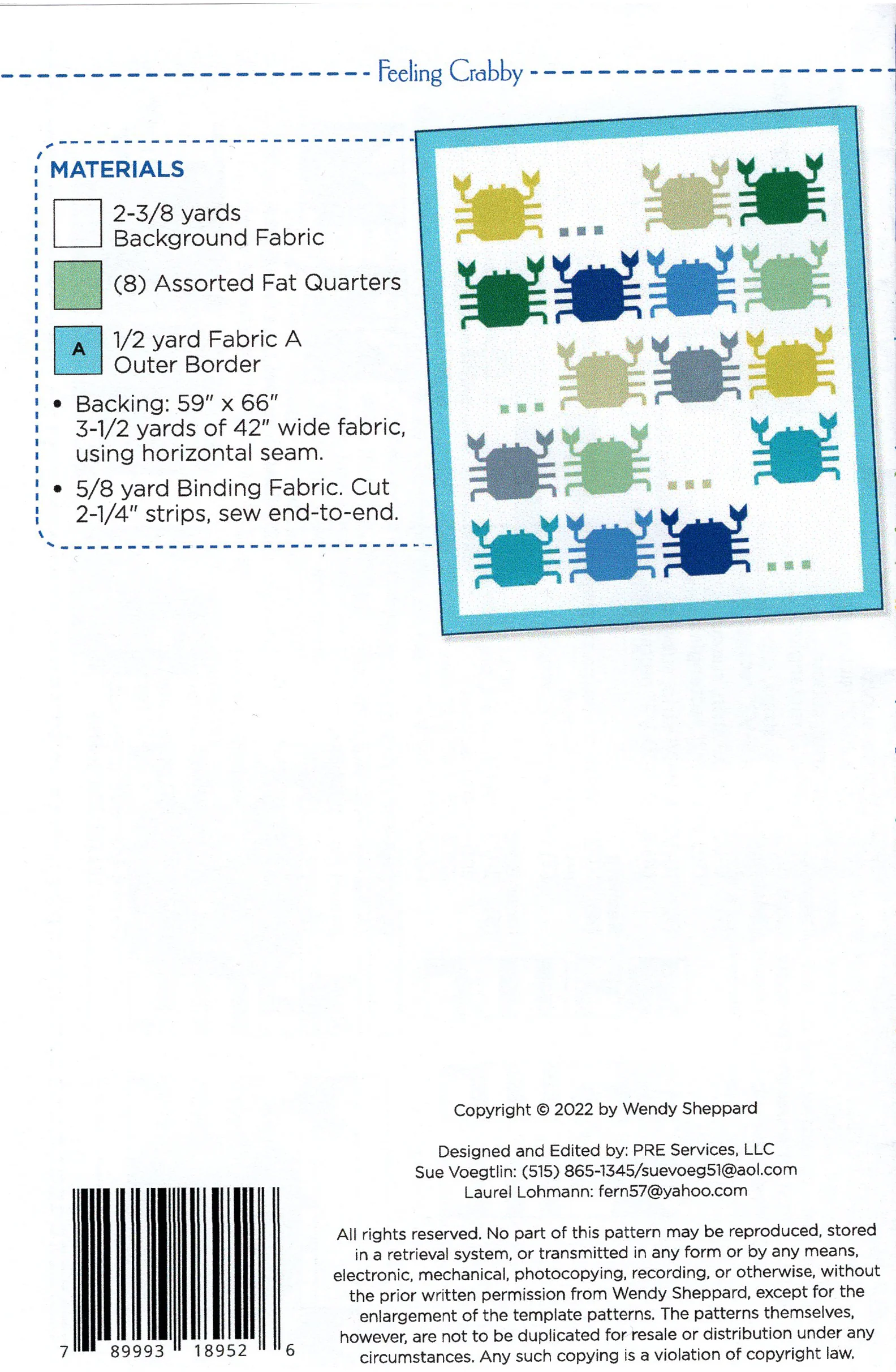 FEELING CRABBY - Wendy Sheppard Pattern WS52 - Image 2