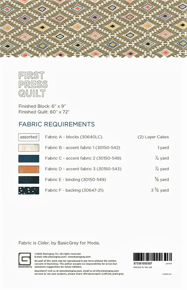 FIRST PRESS - BASICGREY Quilt Pattern 030 - Image 2